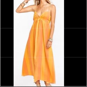ShowmeyourMumu Magnolia Midi Dress Sunkissed Stripe Size XS extra small